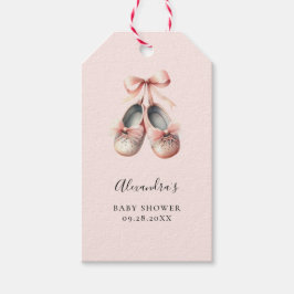 Baby Ballerina Schuhe Pink Bow Gold Girl Dusche Geschenkanhänger