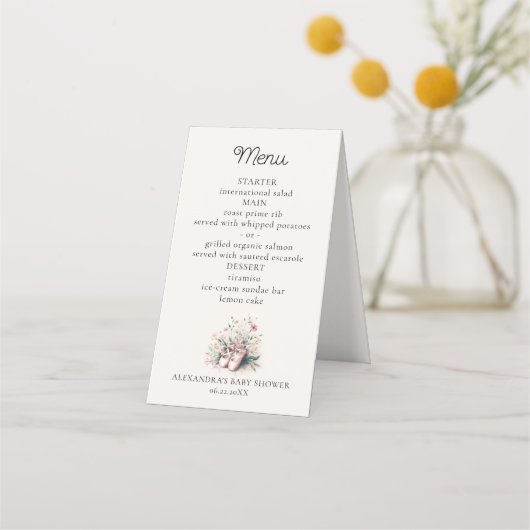 Baby Ballerina Schuhe Wildblumen Girl Duschmenü Treuekarte (Rückseite)