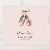 Baby Ballerina Shoes Pink Bow Gold Girl Shower Schaumweinetikett (Einzelnes Label)