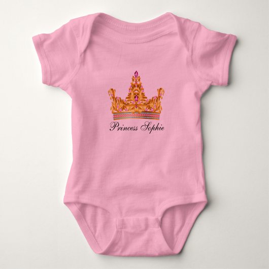 Baby-Ballettröckchen Onsie Prinzessin-Gold Tiara Baby Strampler (Vorderseite)