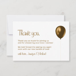 Baby Balloon Bronze Gold Thank You Dankeskarte