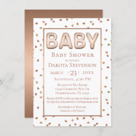 Baby Balloon | Elegante Rose Gold Baby Dusche Einladung