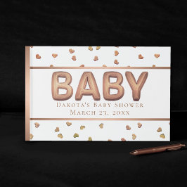 Baby Balloon | Elegante Rose Gold Baby Dusche Gästebuch