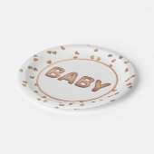 Baby Balloon | Elegante Rose Gold Baby Dusche Pappteller (Schrägansicht)