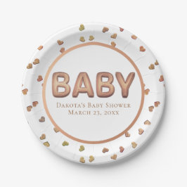 Baby Balloon | Elegante Rose Gold Baby Dusche Pappteller
