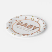 Baby Balloon | Elegante Rose Gold Baby Dusche Pappteller (Schrägansicht)