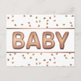 Baby Balloon | Elegante Rose Gold Baby Dusche Postkarte