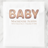 Baby Balloon | Elegante Rose Gold Baby Dusche Rechteckiger Aufkleber (Tasche)