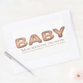Baby Balloon | Elegante Rose Gold Baby Dusche Rechteckiger Aufkleber