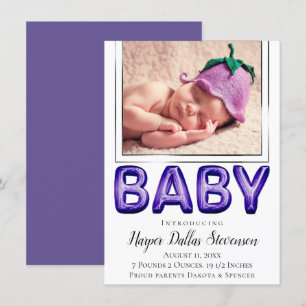 Baby Balloon   Royal Violet Lila Baby Dusche Ankündigung
