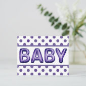 Baby Balloon | Royal Violet Lila Baby Dusche Postkarte (Stehend Vorderseite)