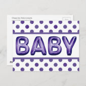 Baby Balloon | Royal Violet Lila Baby Dusche Postkarte (Vorne/Hinten)