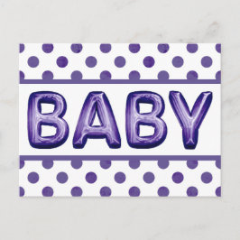 Baby Balloon | Royal Violet Lila Baby Dusche Postkarte