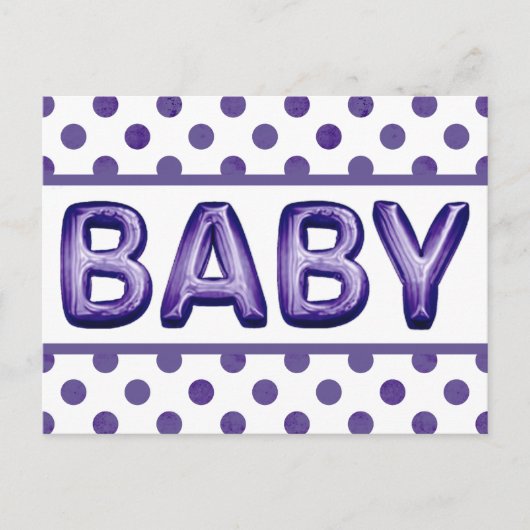 Baby Balloon | Royal Violet Lila Baby Dusche Postkarte (Vorderseite)