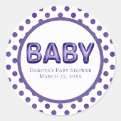 Baby Balloon | Royal Violet Lila Baby Dusche Runder Aufkleber (Vorderseite)