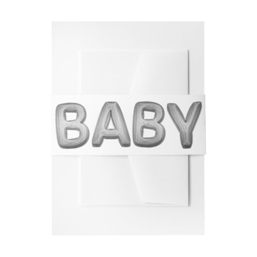 Baby Balloon | Unisex Silver Shower oder Reveal Einladungsbanderole (Vorderseite Beispiel)