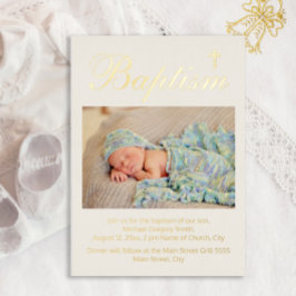 Baby Baptism Foto Religious Cross Folieneinladung