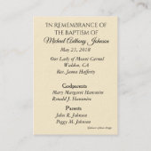 Baby-Baptismal Erinnerungs-Engels-Gebets-heilige Visitenkarte (Rückseite)