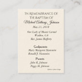 Baby-Baptismal Erinnerungs-Engels-Gebets-heilige Visitenkarte (Rückseite)