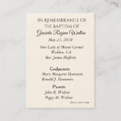 Baby-Baptismal Erinnerungs-Goldkreuz-heilige Karte (Rückseite)