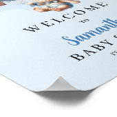 Baby Bär blaue Elfenbeinballons Baby Dusche Empfan Poster (Ecke)
