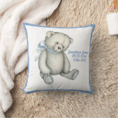 Baby Bär Blaue Schleife Aquarell Baby Junge Vintag Kissen (Decke)