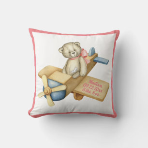 Baby-Bär-Flugzeug-Wasserfarbe-Baby-Mädchen Kissen