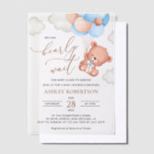 Baby Bär, Teddy Bär, Blue Balloons, Babydusche Pergament Einladungen (Versetzt)