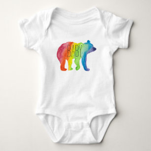 Baby-Bärn-Aquarell-Familien-Stolz-Bodysuit Baby Strampler