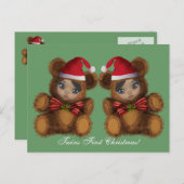 Baby-Bärn-Sankt-Zwillings-erste Feiertagspostkarte (Vorne/Hinten)