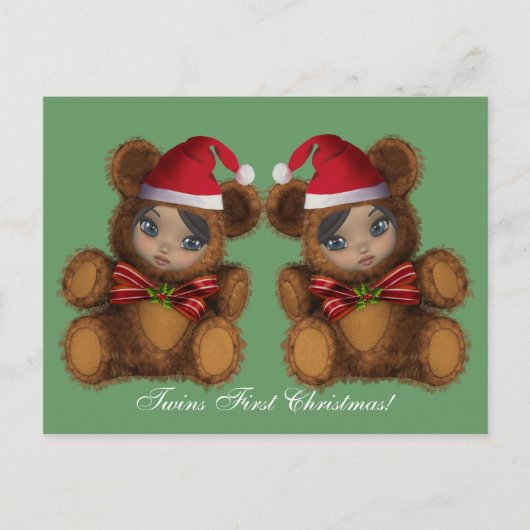 Baby-Bärn-Sankt-Zwillings-erste Feiertagspostkarte (Vorderseite)