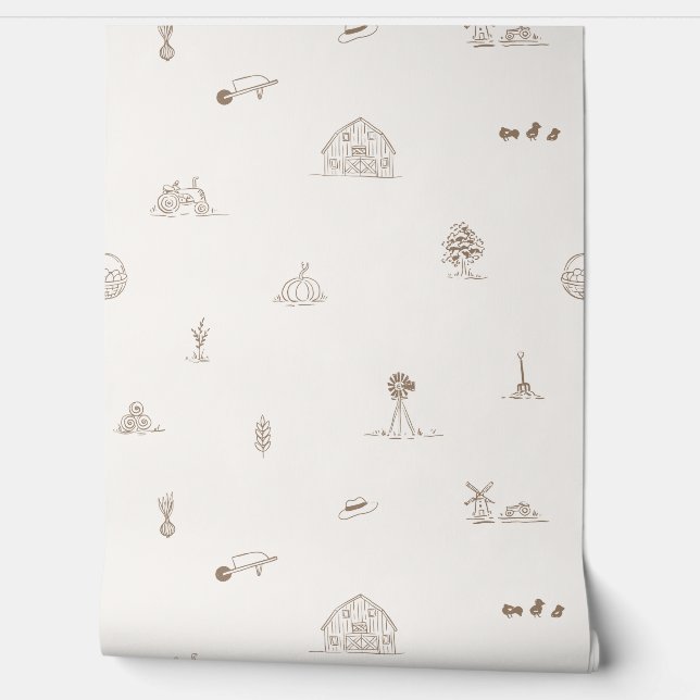 Baby Barnyard Minimalistisch Wallpaper Tapete (Abrollen)