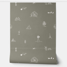 Baby Barnyard Minimalistisch Wallpaper Tapete