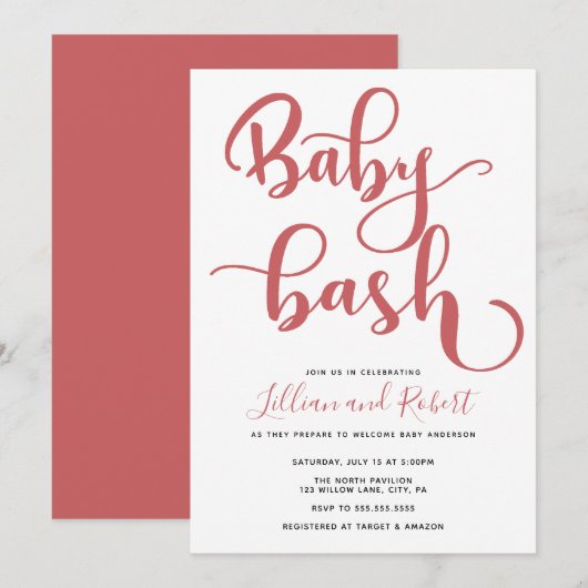 Baby Bash Couples Kinderdusche Einladung (Vorne/Hinten)