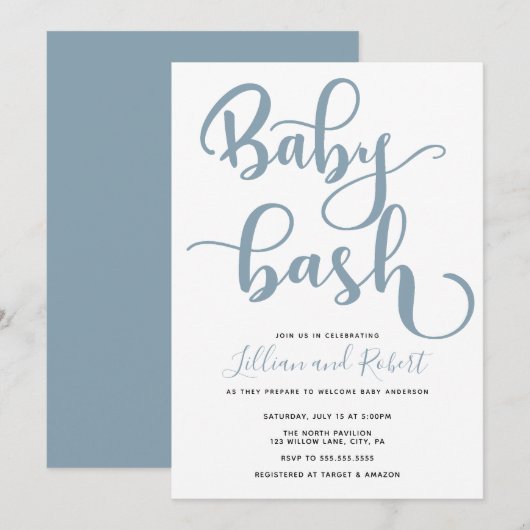Baby Bash Couples Kinderdusche Einladung (Vorne/Hinten)