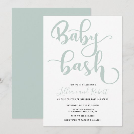 Baby Bash Couples Kinderdusche Einladung (Vorne/Hinten)
