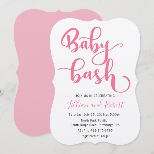 Baby Bash Couples Kinderdusche für Mädchen Einladung (Vorne/Hinten)