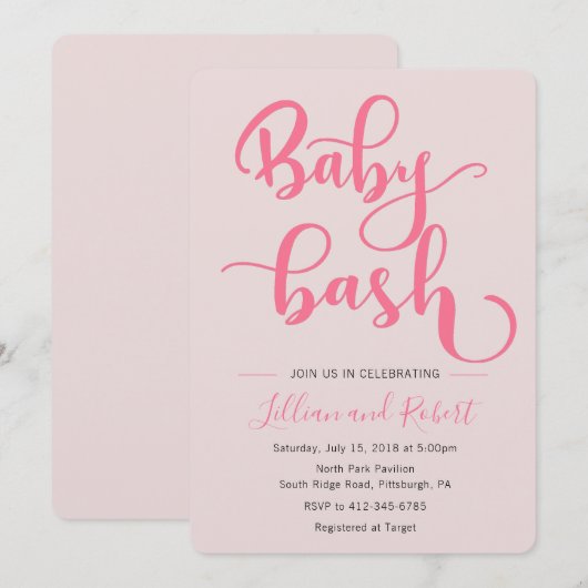 Baby Bash Couples Kinderdusche für Mädchen Einladung (Vorne/Hinten)