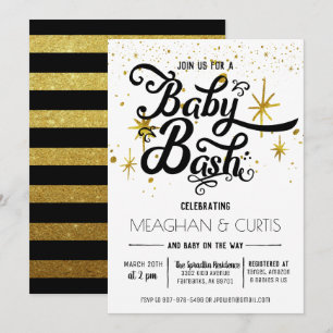 Baby Bash Einladung Schwarz, Weiß & Gold
