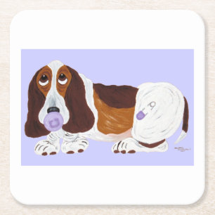 Baby Basset Hound Rechteckiger Pappuntersetzer