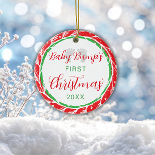 Baby-Bauch erstes Weihnachten Rot Grün Keramik Ornament