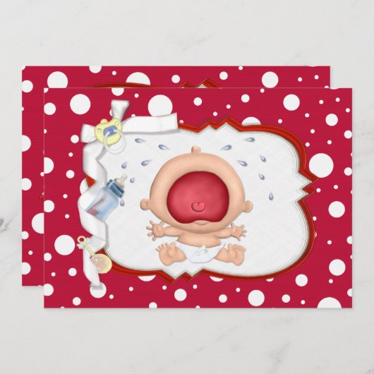 Baby Bawling Funny Neutral Baby Shower Einladung (Vorne/Hinten)