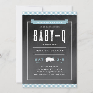 Baby BBQ Gingham Co-ed Babyparty Einladung