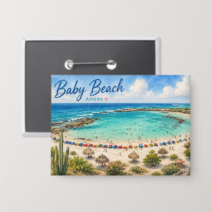 Baby Beach Aruba Karibik Reise Souvenir Button