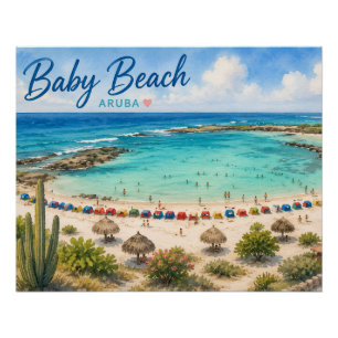 Baby Beach Aruba Karibik Reise Souvenir Poster