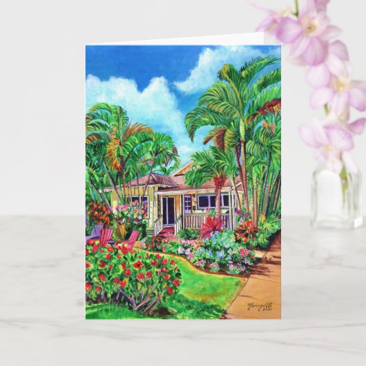 Baby Beach Bungalow Hawaiian Vacation House Card Karte (Orchidee)