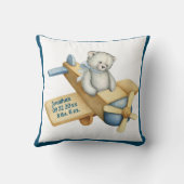 Baby Bear Airplane Watercolor Baby Boy Vintag Kissen (Rückseite)