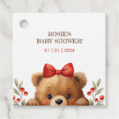 Baby Bear And Rowan Berries Baby Shower Geschenkanhänger (Vorderseite)