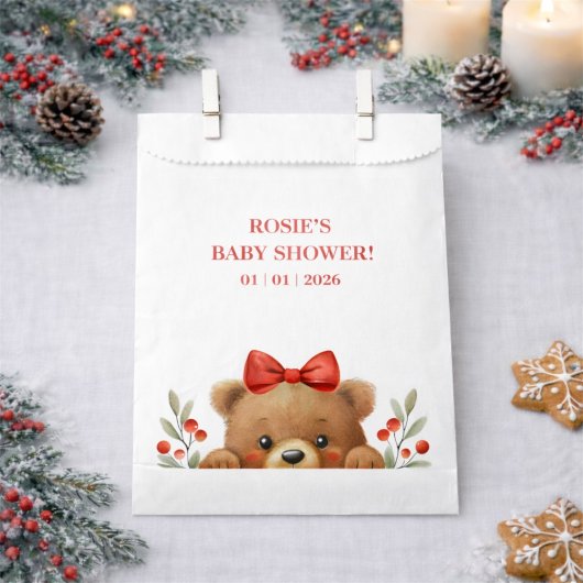 Baby Bear And Rowan Berries Baby Shower Geschenktütchen