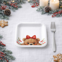 Baby Bear And Rowan Berries Baby Shower Pappteller